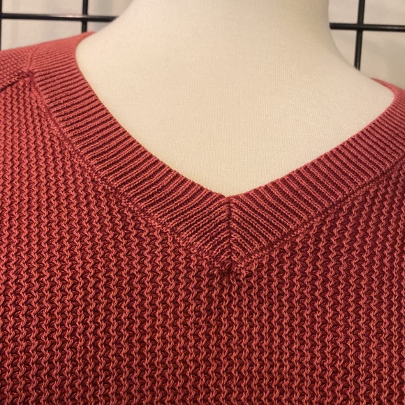 NWOT Lucky Brand Ribbed V-Neck Maroon Oversized Sweater Mens Size XL - Picture 4 of 7